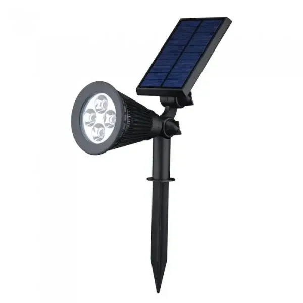 Lampa Solara, Proiector Cu 4 Leduri, Pentru Gradina, 2 Moduri De Iluminare, 28 Cm