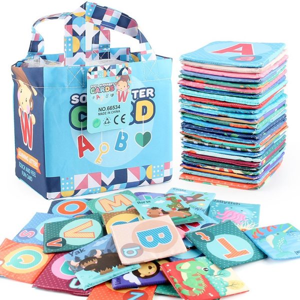 Set 26 Carduri din Panza cu Doua Fete, Flippy, Model Litere, Educational, Interactiv, Saculet Inclus, Multicolor - imagine 7