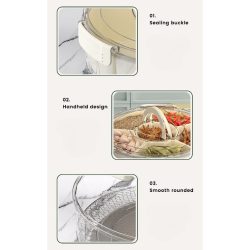 Cutie de Depozitare pentru Alimente, Flippy, cu 6 Compartimente, pentru Condimente, Fructe, Legume, cu Manere de Prindere, Rotativa 360 de Grade, Inchidere Ermetica, 32x10 cm, Alba - imagine 4