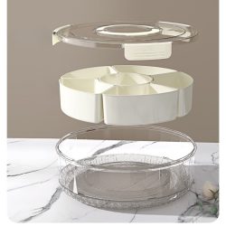 Cutie de Depozitare pentru Alimente, Flippy, cu 6 Compartimente, pentru Condimente, Fructe, Legume, cu Manere de Prindere, Rotativa 360 de Grade, Inchidere Ermetica, 32x10 cm, Alba - imagine 6