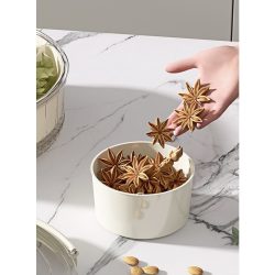 Cutie de Depozitare pentru Alimente, Flippy, cu 6 Compartimente, pentru Condimente, Fructe, Legume, cu Manere de Prindere, Rotativa 360 de Grade, Inchidere Ermetica, 32x10 cm, Alba - imagine 16