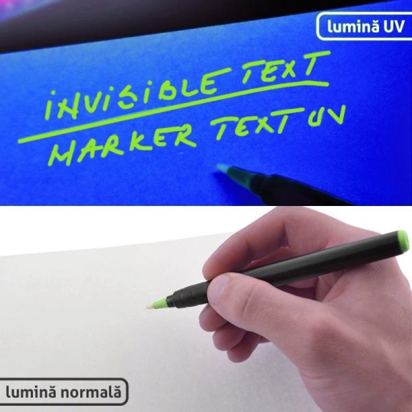 Marker permanent cu cerneala verde invizibila, detectabila sub lumina uv