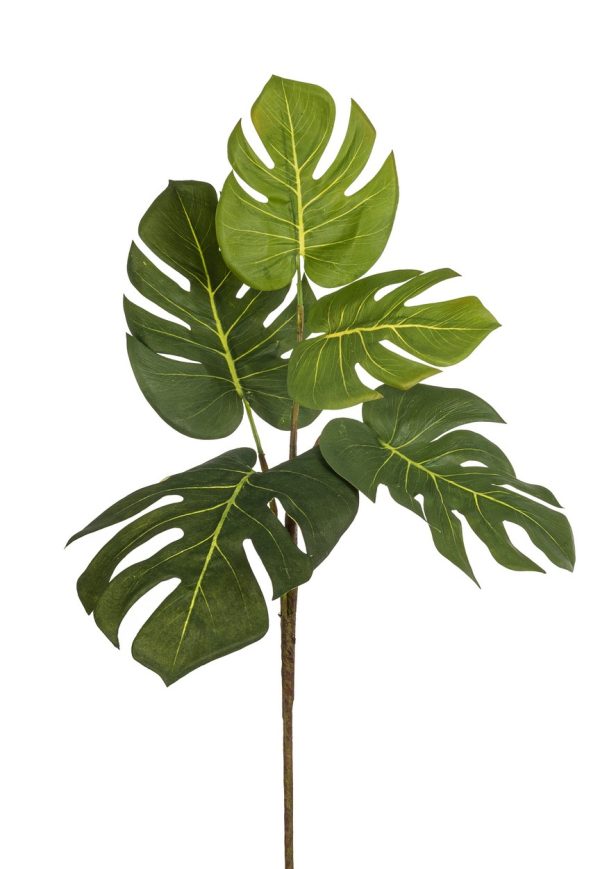 Creanga artificiala Philodendron, 5 frunze, 68 cm