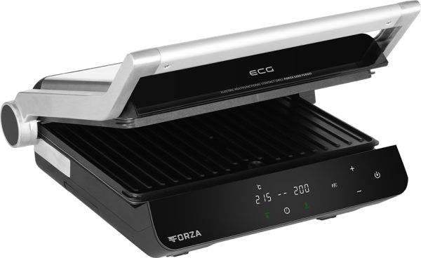 Grill electric ECG FORZA 5200 Fuego, 2000W, 80-230 °C, 2 termostate, cronometru, deschidere 180°, capac din otel inoxidabil