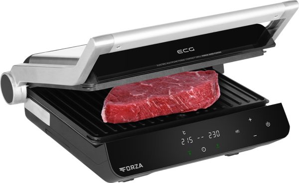 Grill electric ECG FORZA 5200 Fuego, 2000W, 80-230 °C, 2 termostate, cronometru, deschidere 180°, capac din otel inoxidabil - imagine 3