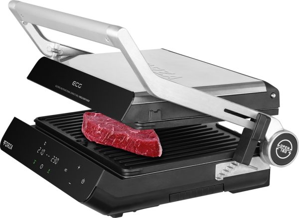 Grill electric ECG FORZA 5200 Fuego, 2000W, 80-230 °C, 2 termostate, cronometru, deschidere 180°, capac din otel inoxidabil - imagine 7