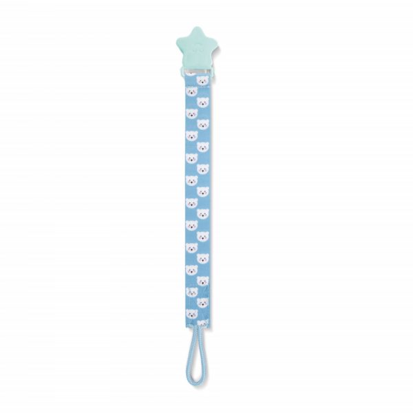 Lantisor pentru suzeta din material textil BabyJem Bear (Culoare: Bleu)