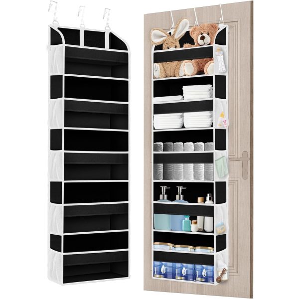 Organizator Suspendat pentru Usi, Flippy, din Nailon si Plasa, Baza de Carton Ingrosat, 5 Buzunare Principale + 10 Buzunare Laterale, 140 x 39 x 17 cm, 3 Carlige Incluse, Negru - imagine 3