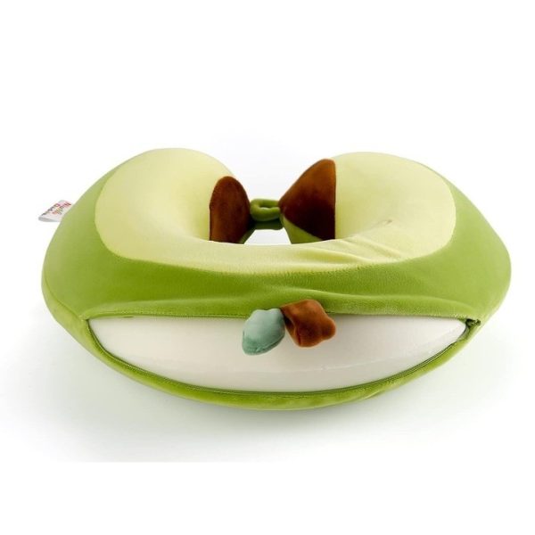 Perna de Calatorie in Forma de U, Flippy, Pentru Gat si Cap, Umplutura din Spuma cu Memorie, 30x30 cm, Model Avocado, Accesoriu de Voiaj, Birou, Masina, Sistem Prindere Capse, Verde - imagine 2