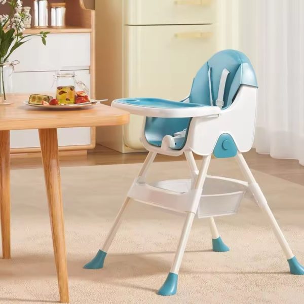 Scaun de Masa Pliabil 3in1, Flippy, Reglabil, Multifunctional, 3 Pozitii, Masuta si Husa Detasabile, Centura de Siguranta, Albastru - imagine 4