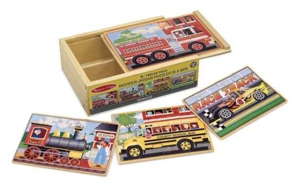 Set 4 puzzle lemn in cutie Vehicule Melissa and Doug - imagine 2