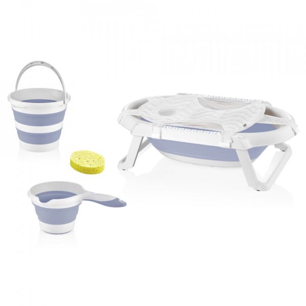 Set cadita pliabila de baie Babyjem, 5 piese (Culoare: Bleu) - imagine 2