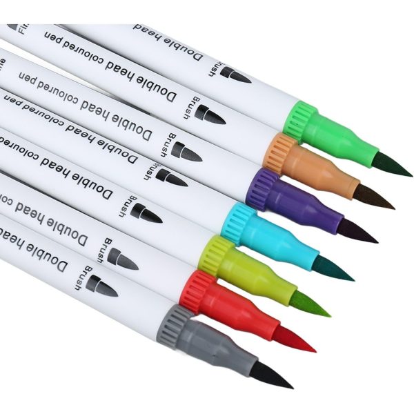 Set Carioci pe Baza de Apa, Flippy, 2 in 1, pentru Pictura, Caligrafie, 60 Culori, Penar Negru, Corp Carioca Alb, 26.5 x 17.5 x 4.5 cm, Multicolor - imagine 2