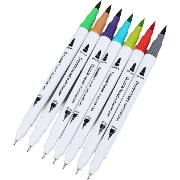 Set Carioci pe Baza de Apa, Flippy, 2 in 1, pentru Pictura, Caligrafie, 60 Culori, Penar Negru, Corp Carioca Alb, 26.5 x 17.5 x 4.5 cm, Multicolor - imagine 4