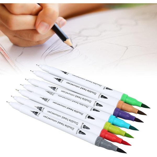 Set Carioci pe Baza de Apa, Flippy, 2 in 1, pentru Pictura, Caligrafie, 60 Culori, Penar Negru, Corp Carioca Alb, 26.5 x 17.5 x 4.5 cm, Multicolor - imagine 5