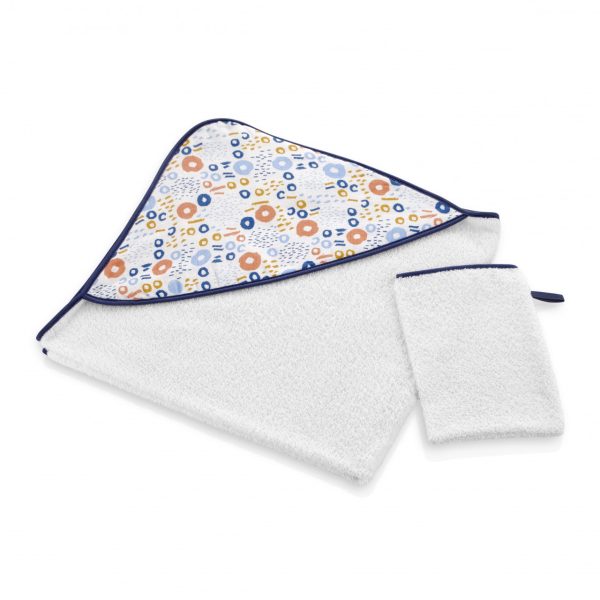 Set prosop si manusa de baie 72x72 cm BabyJem (Model: Inele colorate)