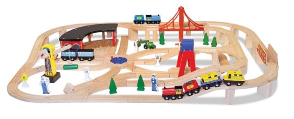 Set Trenulet din lemn cu depou Melissa and Doug - imagine 2