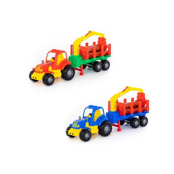 Tractor cu remorca + lemne - Hardy, 47x13x20 cm, Polesie