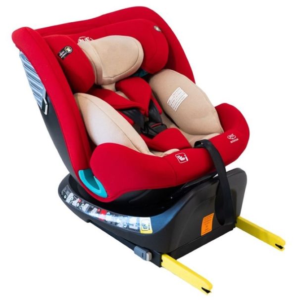 Scaun Auto Saphir DELUXE BUF BOOF iSIZE Red cu Isofix pozitie somn 165 grade rotativ 360 grade 40-150 cm