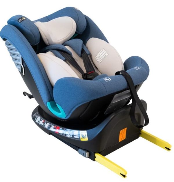 Scaun Auto Saphir DELUXE BUF BOOF iSIZE Blue cu Isofix pozitie somn 165 grade rotativ 360 grade 40-150 cm