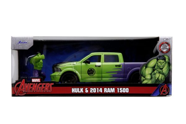 JADA MARVEL SET FIGURINA HULK SI MASINUTA METALICA RAM 1500 2014 SCARA 1:24