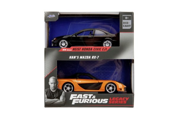 JADA FAST & FURIOUS LEGACY SERIES SET 2 MASINUTE METALICE HONDA CIVIC SI MAZDA RX-7 SCARA 1:32