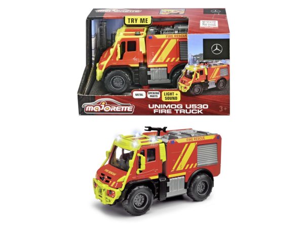 MAJORETTE MASINA DE POMPIERI MERCEDES UNIMOG U530 CU SUNETE SI LUMINI