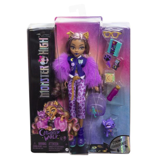 MONSTER HIGH PAPUSA CLAWDEEN WOLF SI CATELUL CRESCENT