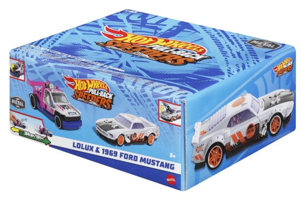 HOT WHEELS SET 2 MASINUTE METALICE PULL BACK LOLUX SI 1969 FORD MUSTANG 1:43 - imagine 2