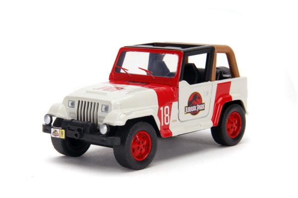 JURASSIK PARK DINO MASINUTA METALICA JEEP WRANGLER SCARA 1:32 - imagine 2