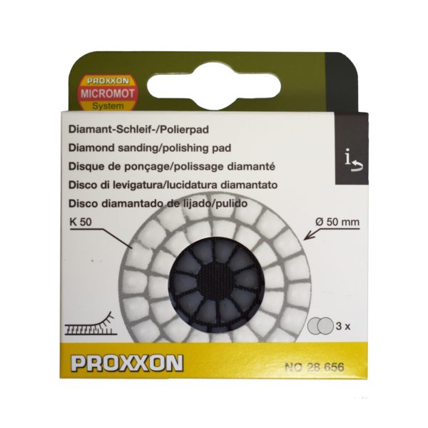 Proxxon 28656, Set 3 discuri diamantate pentru slefuire si lustruire, GR50, diametru 50mm, pentru WP/A si WP/E - imagine 3