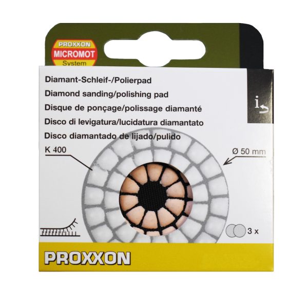 Proxxon 28659, Set 3 discuri diamantate pentru slefuire si lustruire, GR400, diametru 50mm - imagine 3