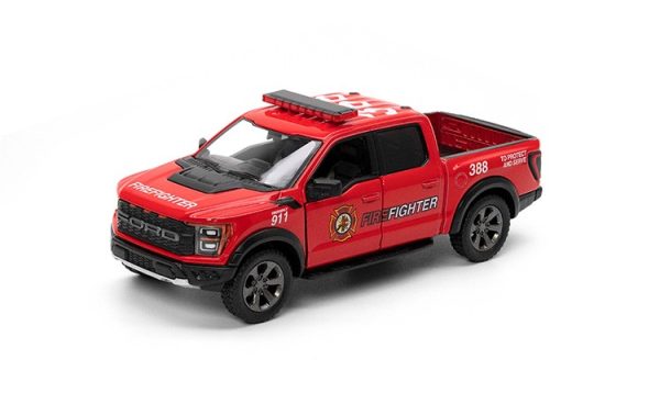 MASINUTA METALICA FORD F-150 RAPTOR POLITIE/POMPIERI 13CM SCARA 1 LA 46 - imagine 3