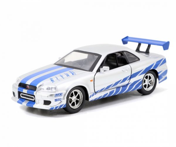 SET MASINUTE METALICE FAST & FURIOUS BRIAN'S NISSAN SKYLINE GT-R(BNR34) SCARA 1 LA 32 - imagine 3