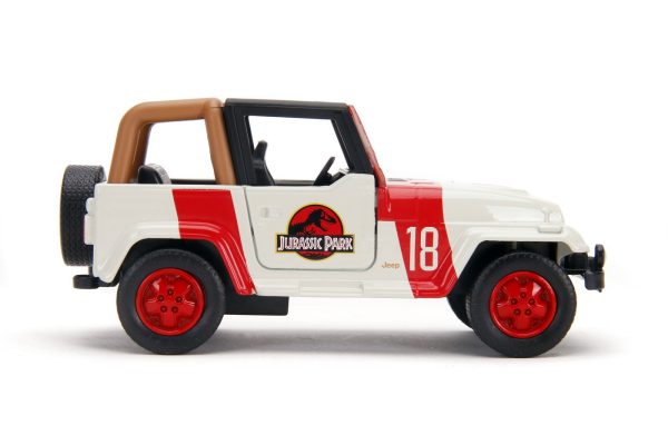 JURASSIK PARK DINO MASINUTA METALICA JEEP WRANGLER SCARA 1:32 - imagine 3