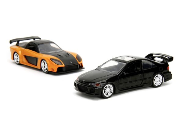 JADA FAST & FURIOUS LEGACY SERIES SET 2 MASINUTE METALICE HONDA CIVIC SI MAZDA RX-7 SCARA 1:32 - imagine 3