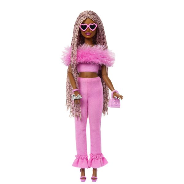 BARBIE DELUXE STYLE PAPUSA BARBIE CU SALOPETA ROZ SI PAR IMPLETIT - imagine 4