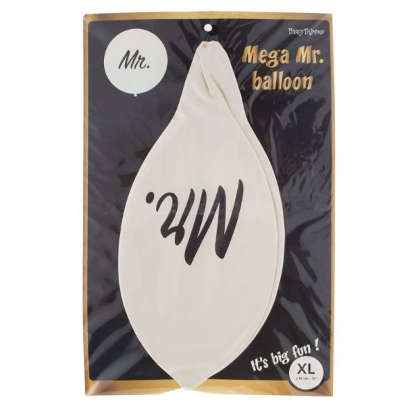 Balon gigant inscriptie mr, diametru 92 cm, material latex, alb - imagine 3