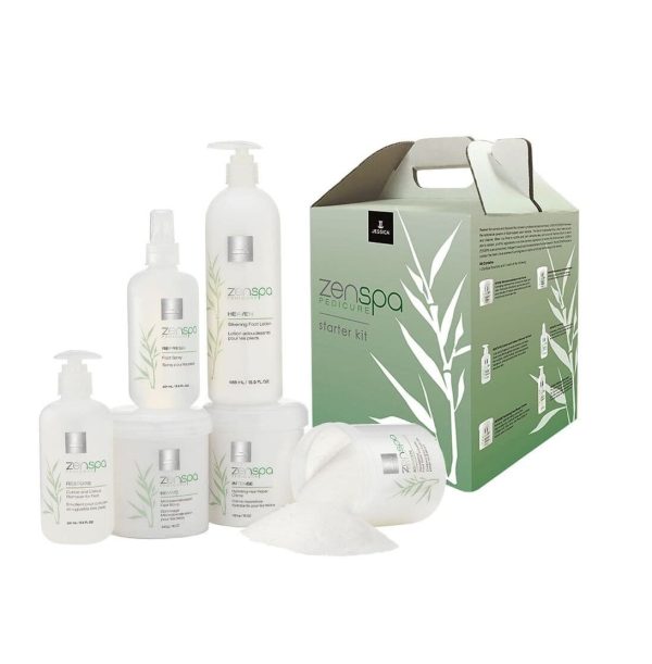 Starter Kit Set Jessica: ZenSpa Revive, Volcanic Pumice, Exfoliating, Foot Scrub, 435 g + ZenSpa Restore, Aloe Vera, Cuticle Remover Gel, 251 ml + ZenSpa Intense, Vitamin E, Moisturizing, Foot Cream, 425 g + ZenSpa Awaken, Soothing, Foot Bath Salt, 453 g + ZenSpa Refresh, Paraben-Free, Energizing, Foot Spray, 251 ml - For Women