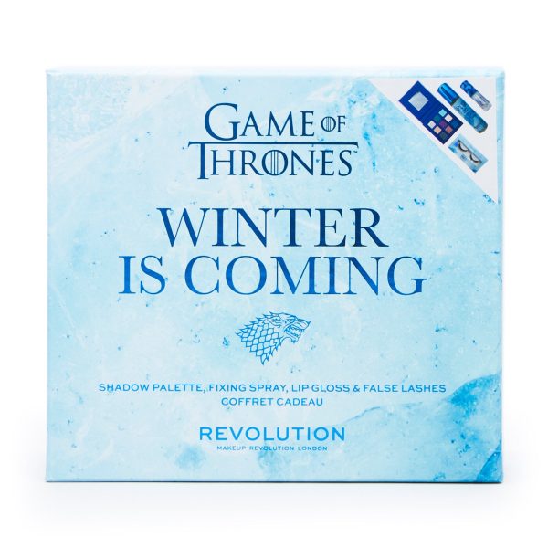 Set Makeup Revolution: X Game of Thrones, False Eyelashes, Winter Is Coming + X Game of Thrones, Vegan, Makeup Fixer Spray, 100 ml + X Game of Thrones, Vegan, Eyebrow Palette, Winter Is Coming, 11.7 g + X Game of Thrones, Vegan, Lip Gloss, Winter Is Coming, 4.6 ml - For Women