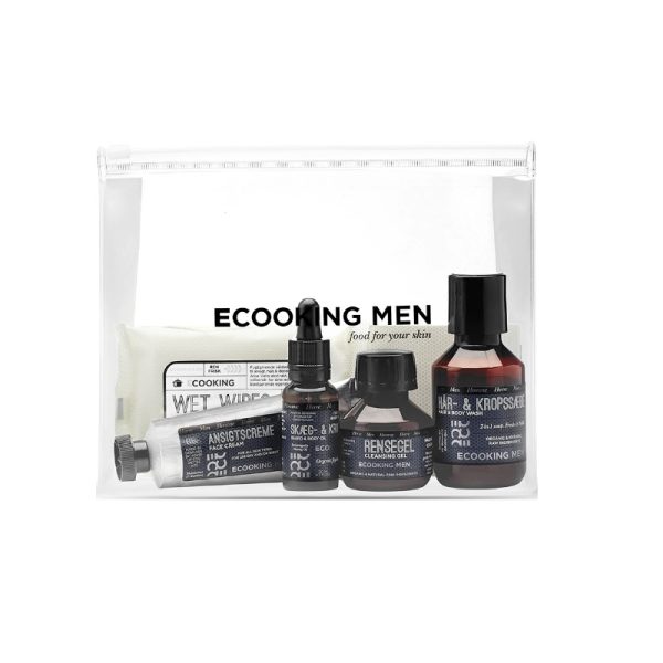 Men Starter Set Ecooking: Skincare Men, Cleansing, Body Wash, For Hair & Body, 100 ml + Skincare Men, Deep Cleansing, Cleansing Gel, For Face & Body, 50 ml + Skincare Men, Beard Oil, Condition & Nourish, 20 ml + Skincare Men, Moisturizing, Day, Cream, For Face, 50 ml + Ecooking, Aloe Vera Extract, Cleansing Wipes, For Face, 10 pcs - For Men