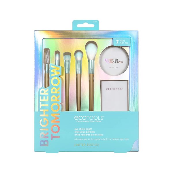 Brighter Tomorrow Set EcoTools: EcoTools, Pointed, Concealer Brush + EcoTools, Large, Eyeshadow Brush + EcoTools, Diffuse, Eyeshadow Brush + EcoTools, Precision, Highlighter Brush + EcoTools, Spoolie, Eyebrow Brush + Compact Mirror, Single-Sided + EcoTools, Brush Cannister - For Women