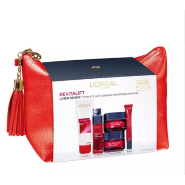 Set L'Oreal Paris: Revitalift Laser Renew, Cleansing, Cleansing Foam, 100 ml + Revitalift Laser Renew, Anti-Wrinkle, Eye Cream, 15 g + Revitalift Laser Renew, Serum, For Face, 30 ml + Revitalift Laser Renew, Hyaluronic Acid, Anti-Wrinkle, Night, Cream, For Face, 50 g + Revitalift Laser Renew, Hyaluronic Acid, Anti-Ageing, Day, Cream, For Face, 50 ml - For Women