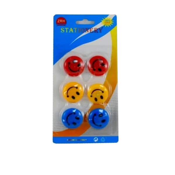 Set 6 magneti pentru frigider smiley faces, 30 mm, multicolor - imagine 2