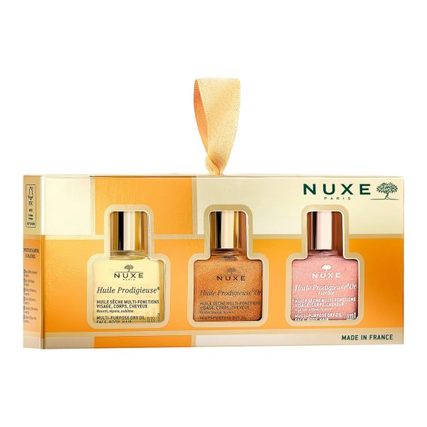 Set Nuxe: Huile Prodigieuse Or Multi-Purpose, Body Oil, For Body, Face & Hair, 10 ml *Miniature + Huile Prodigieuse Multi-Purpose Floral, Body Oil, For Face, Body & Hair, 10 ml *Miniature + Huile Prodigieuse Rich Multi-Purpose, Body Oil, For Face, Body & Hair, 10 ml *Miniature - For Women