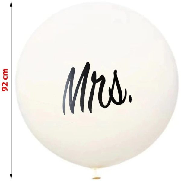 Balon gigant inscriptie mrs, diametru 92 cm, petrecere nunta, latex