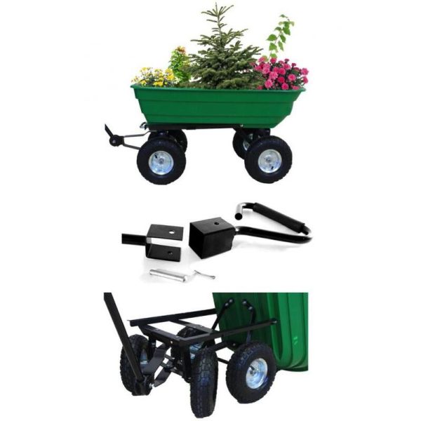 Carucior de gradina, transport, Chomik, metalic, verde, max 300 kg, 110x51x50 cm - imagine 2