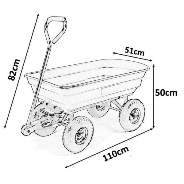 Carucior de gradina, transport, Chomik, metalic, verde, max 300 kg, 110x51x50 cm - imagine 3