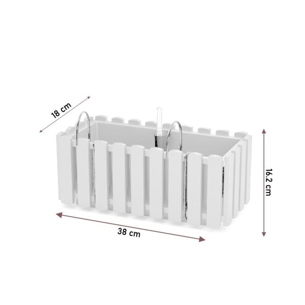 Set 2 jardiniere decorative cu suport metalic, sistem irigare,​​​​​​​ antracit, 38x18x16.2 cm, Boardee Fencycase W - imagine 2