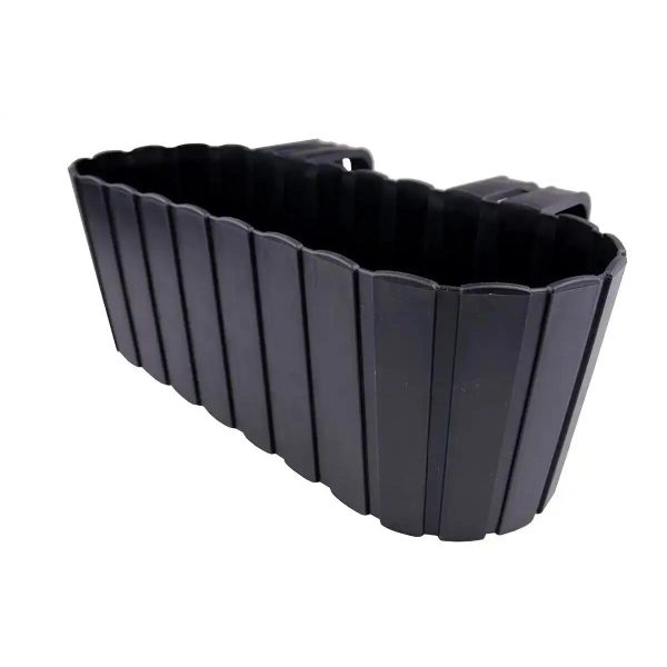 Set 4 jardiniere decorative cu suport de plastic, antracit, 4.9 L, 38.3x21.2x13 cm, Boardee Hook - imagine 5